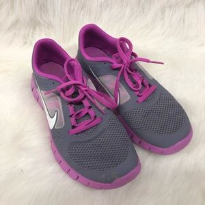 Nike Girl's Free Run Grey/Pink Sz 7y